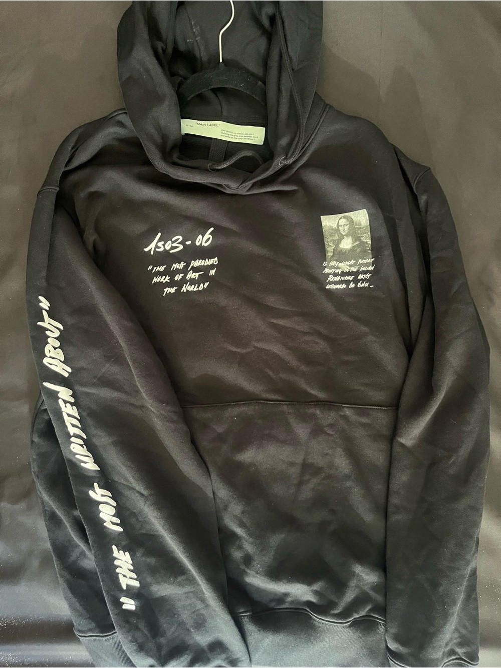 Off-White Black Hoodie with White "MAIN LABEL" Tag